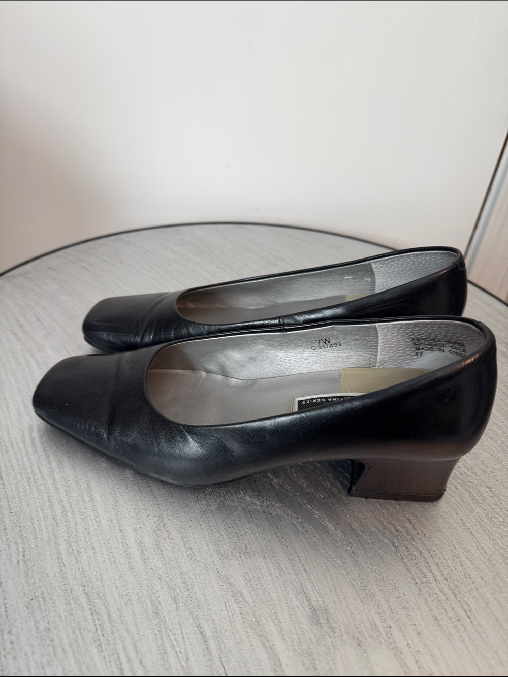 Women's Black Low Block Heel Pumps